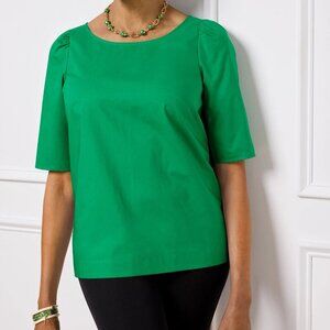 Talbot Petite Small Green Poplin Top